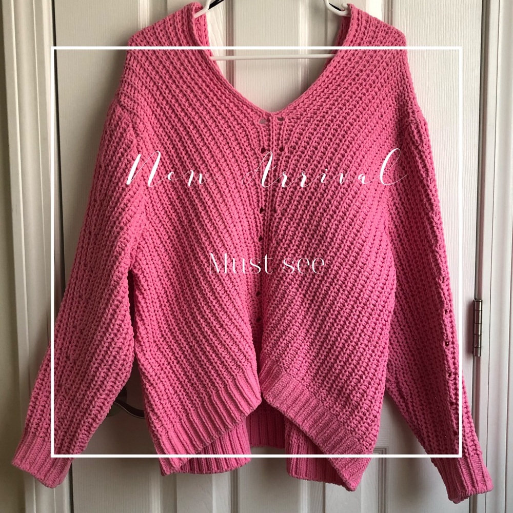H&M- Pink V-neck Sweater
